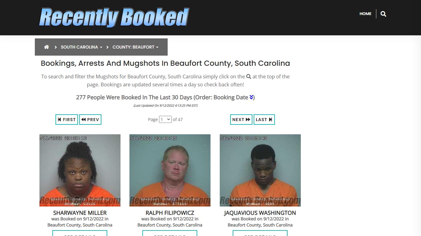 Bookings, Arrests and Mugshots in Beaufort County, South Carolina